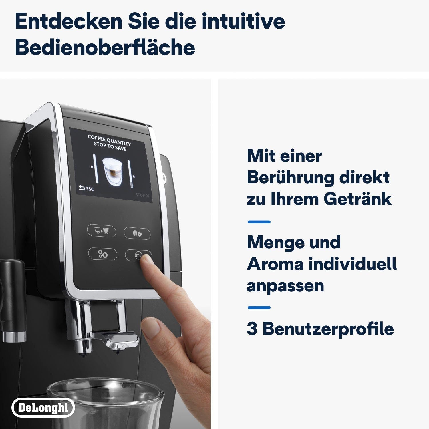 De'Longhi Kaffeevollautomat Dinamica Plus ECAM370.70.B - 14 Rezepte, perfekter Milchschaum, schwarz