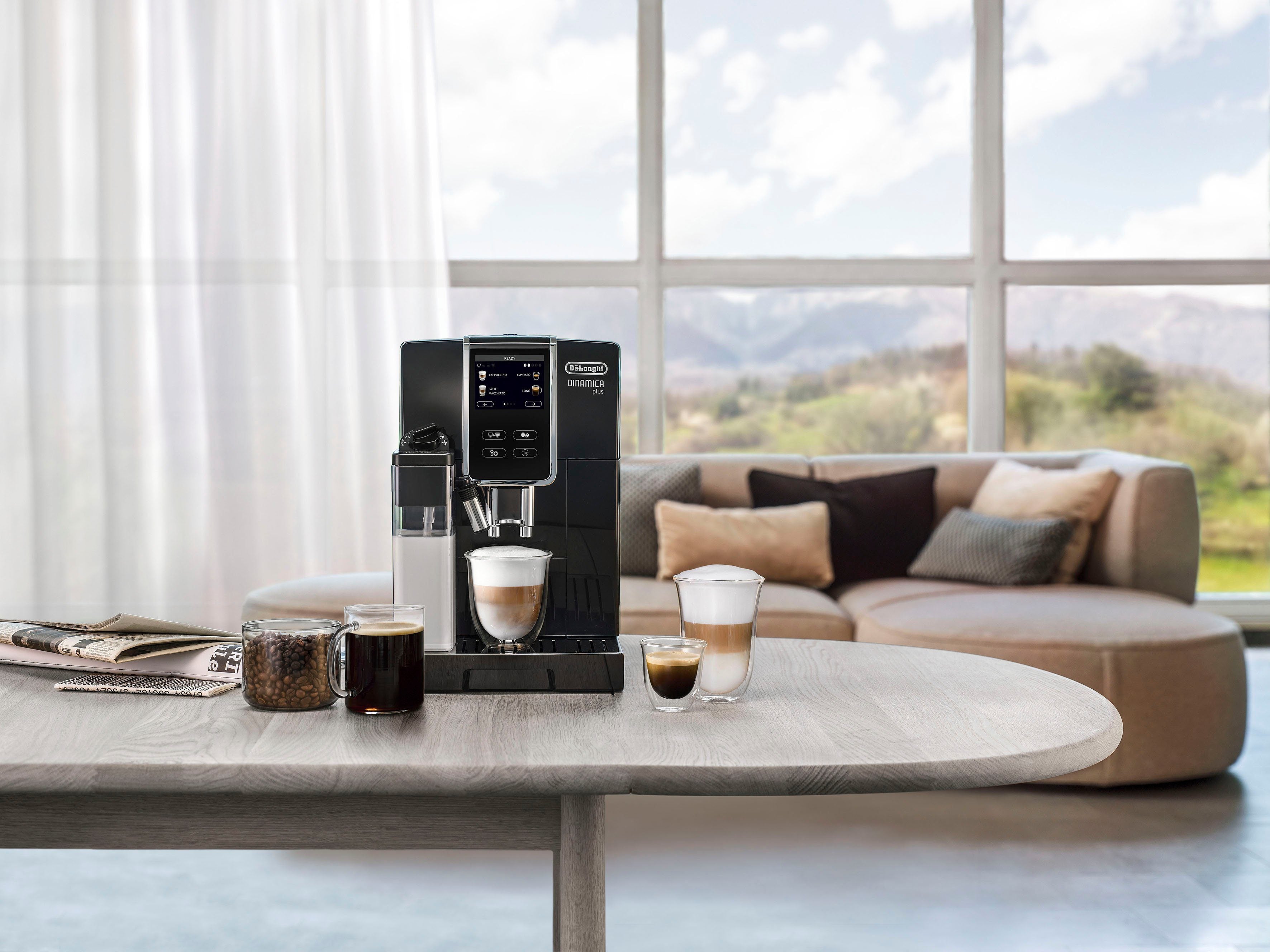 De'Longhi Kaffeevollautomat Dinamica Plus ECAM370.70.B - 14 Rezepte, perfekter Milchschaum, schwarz
