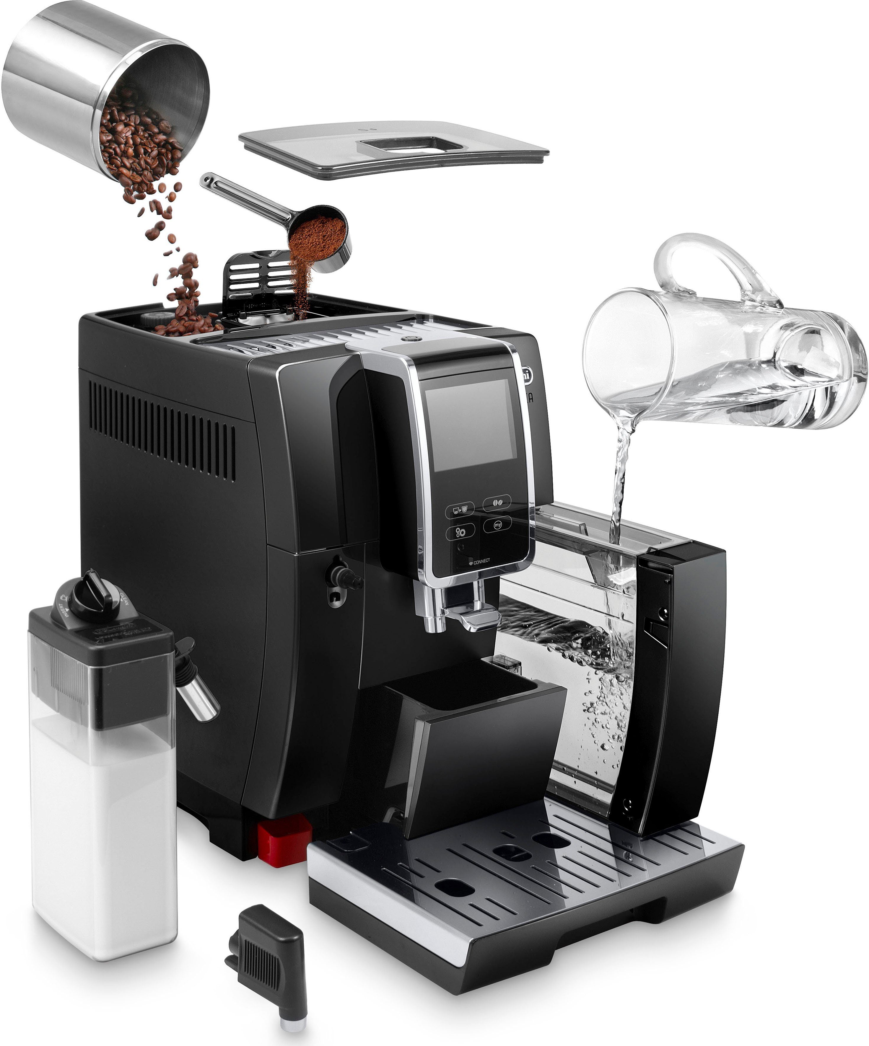 De'Longhi Kaffeevollautomat Dinamica Plus ECAM370.70.B - 14 Rezepte, perfekter Milchschaum, schwarz