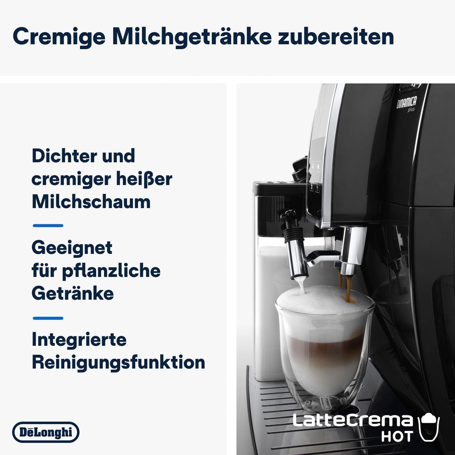 De'Longhi Kaffeevollautomat Dinamica Plus ECAM370.70.B - 14 Rezepte, perfekter Milchschaum, schwarz
