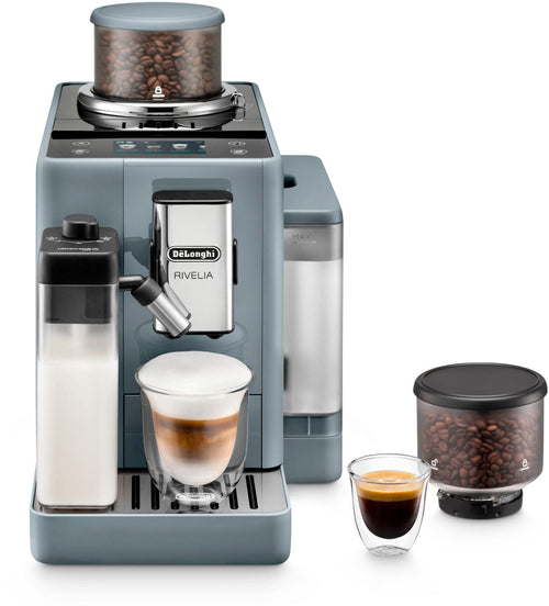 De'Longhi Kaffeevollautomat Rivelia EXAM440.55.G – 16 Kaffee-Rezepte, 2 Barista-Bohnenbehälter, grau
