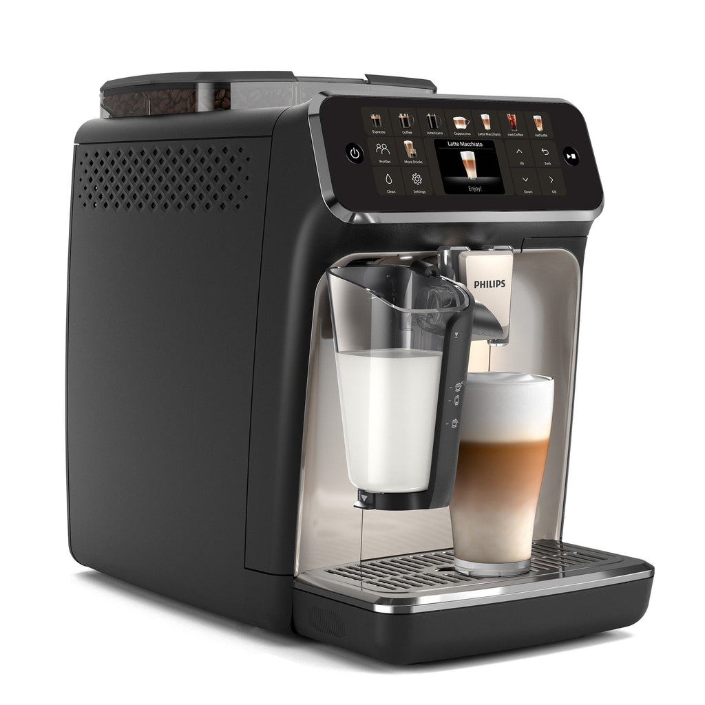 PHILIPS Kaffeevollautomat EP5547/90 5500 Series, 20 Kaffeespezialitäten (heiß oder eisgekühlt), Schwarz verchromt