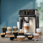 PHILIPS Kaffeevollautomat EP5547/90 5500 Series, 20 Kaffeespezialitäten (heiß oder eisgekühlt), Schwarz verchromt