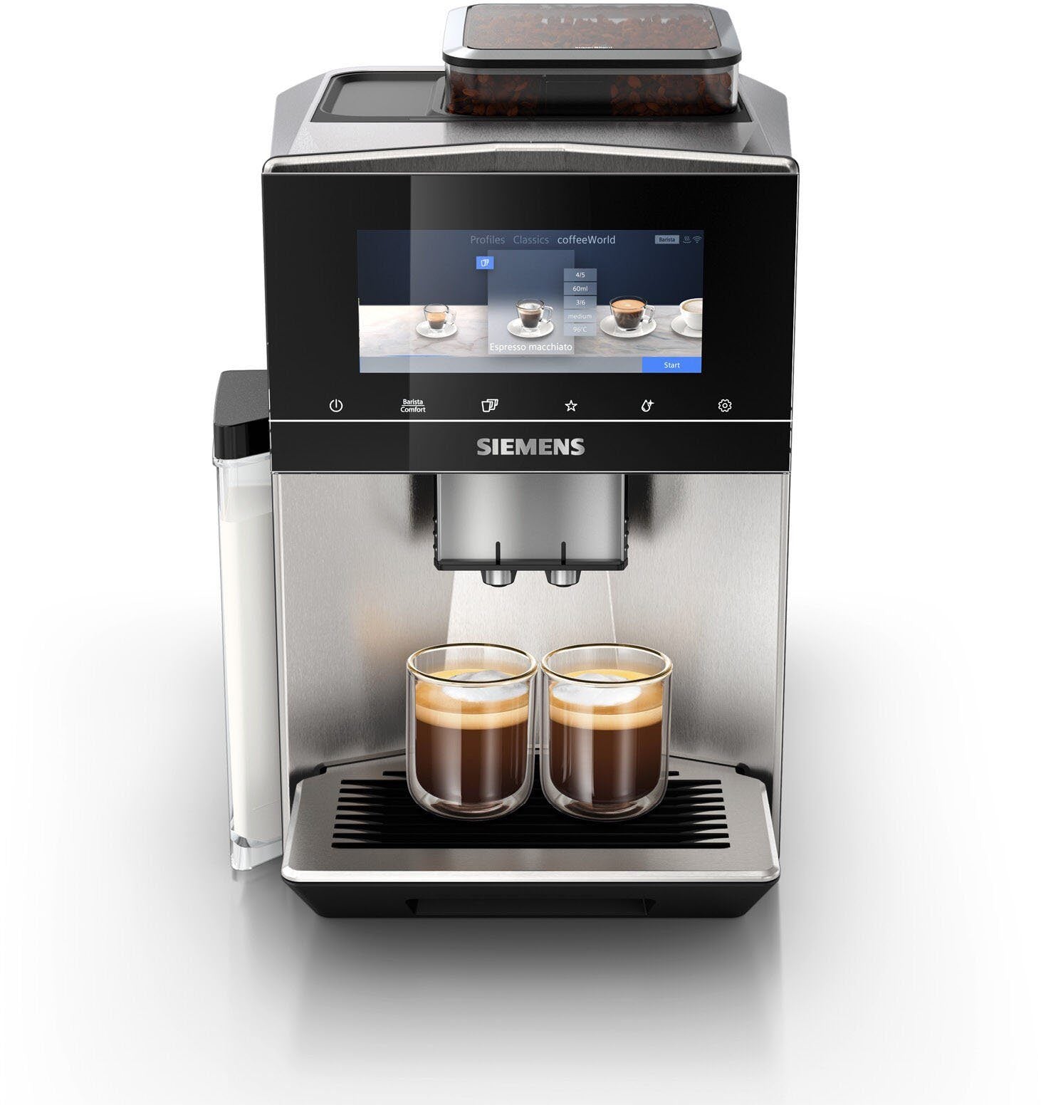 SIEMENS Kaffeevollautomat EQ900 TQ903D43, intuitives 6,8" TFT-Display, Geräuschreduzierung
