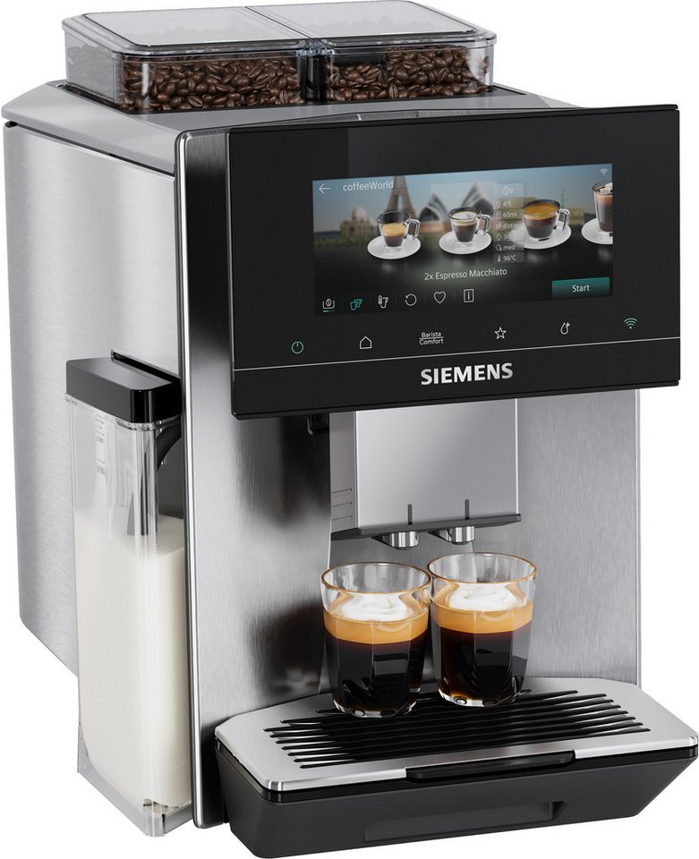 SIEMENS Kaffeevollautomat EQ900 TQ927E03, 2 Bohnenbehälter, 41 versch. Getränke, XL-Getränke